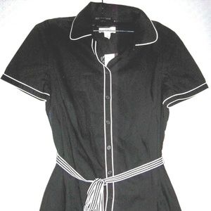 Ann Taylor LOFT Shirt  Black With White Piping